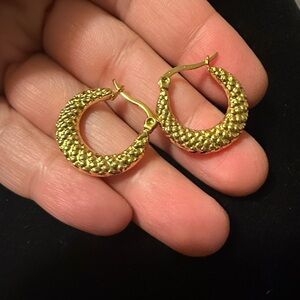 Textured Gold Hoop Earrings